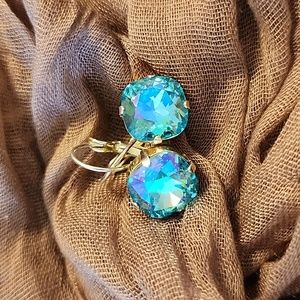 Swarovski crystal lever back earrings.